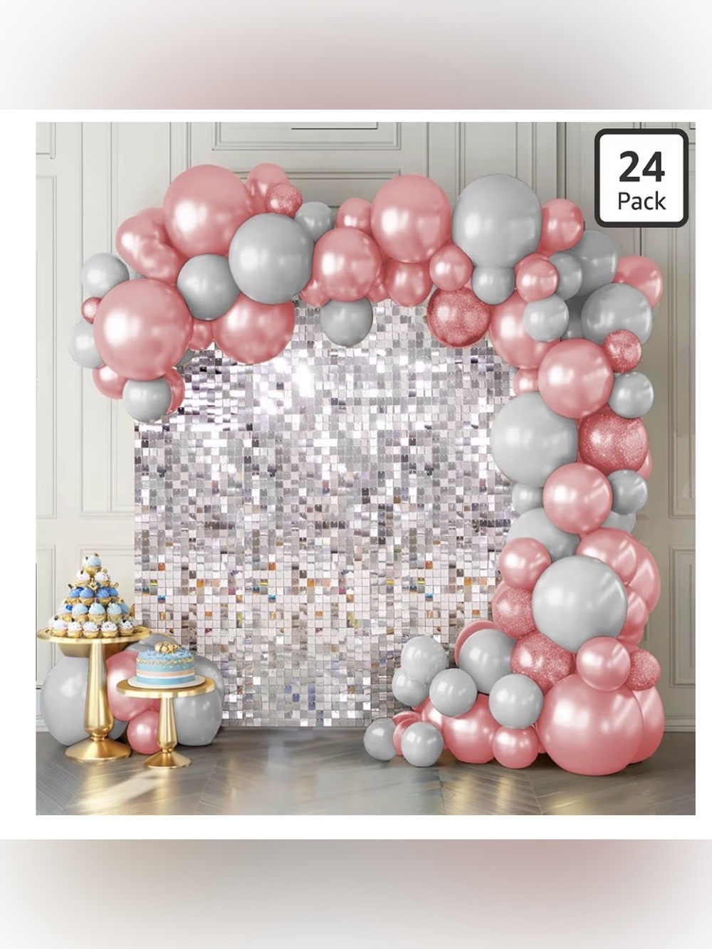 SilverShimmer Wall Backdrop-24 Pcs SquareSequinPanels-Birthday Party,Wedding,Etc